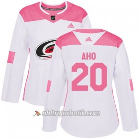 Dame Ishockey Carolina Hurricanes Tröja Sebastian Aho 20 Adidas 2017-2018 Vit Rosa Fashion Authentic